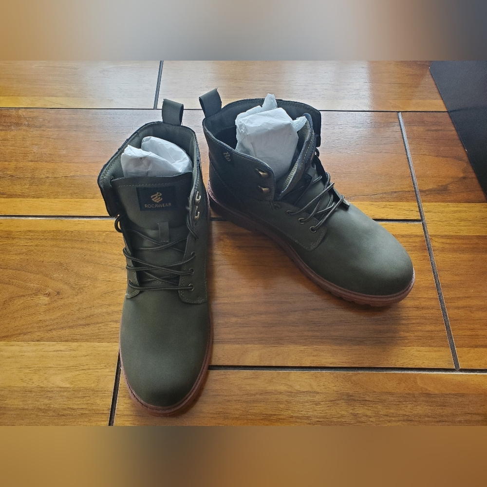 Men's Olive Lace-Up Work Boots